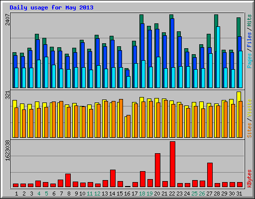 Daily usage for May 2013